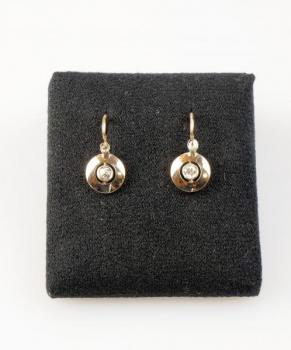 Goldene Ohrringe mit Diamanten - Gelbgold, Diamant - 1925