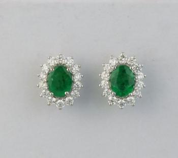 Goldene Ohrringe mit Diamanten - Weißgold, Diamant - 1990